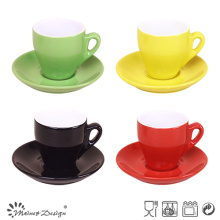 Two Tone Coffee Cup and Saucer